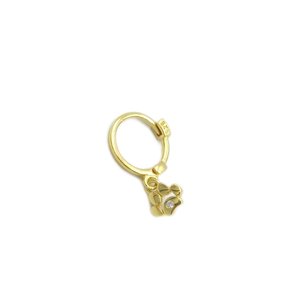 SALLANTILI PATİLİ HALKA GÜMÜŞ TRAGUS PIERCING - ALTIN SARI