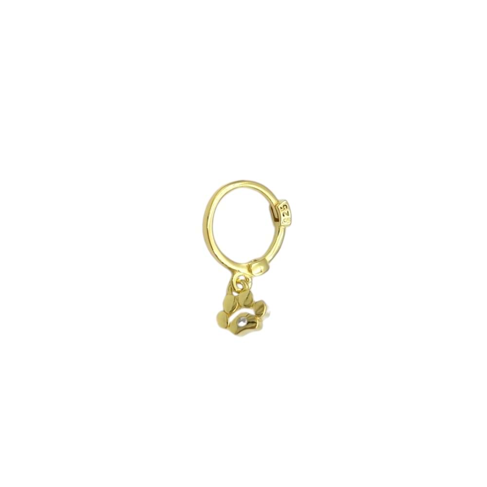 SALLANTILI PATİLİ HALKA GÜMÜŞ TRAGUS PIERCING - ALTIN SARI