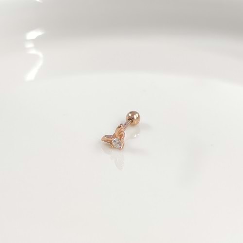 KANATLI TEK TAŞ GÜMÜŞ TRAGUS PIERCING - ROSE BAKIR