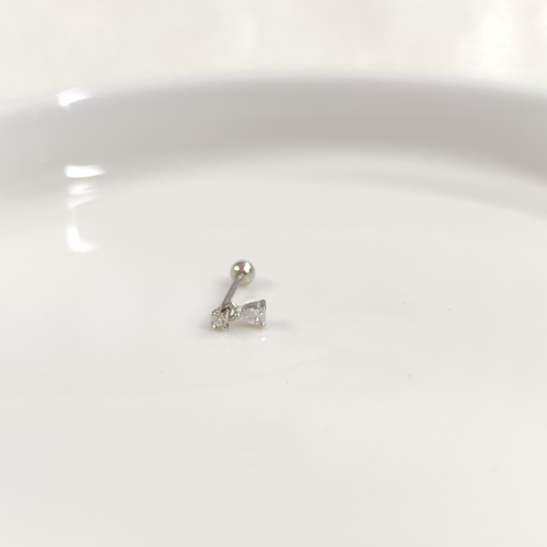 SALLANTILI MİNİ DAMLA GÜMÜŞ TRAGUS PIERCING - RODYUM BEYAZ