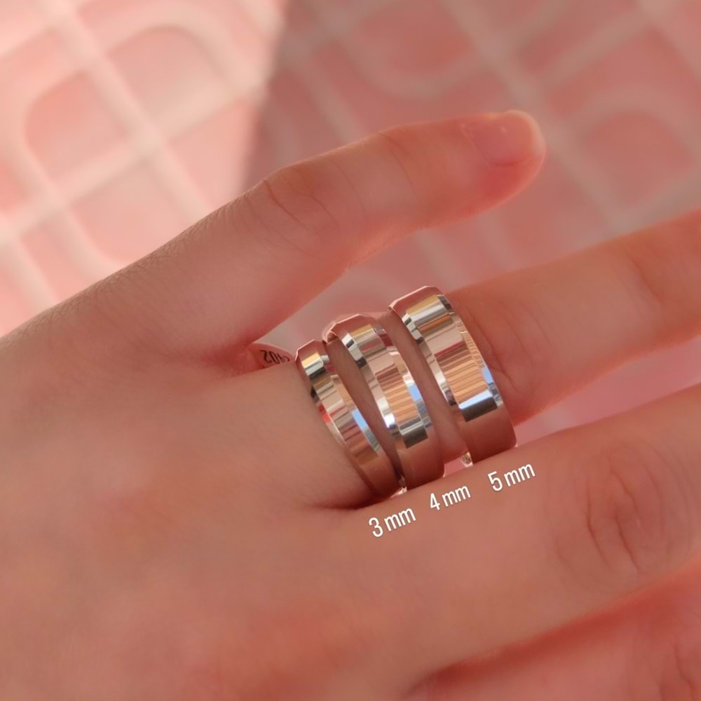 4 MM KLASİK KESİKLİ DÜZ GÜMÜŞ ALYANS - 21