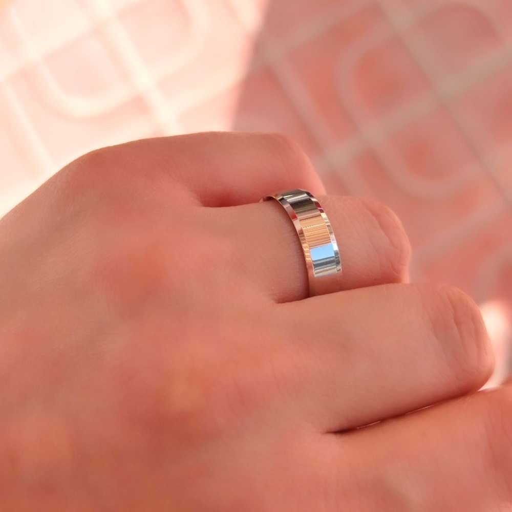 5 MM KLASİK KESİKLİ DÜZ GÜMÜŞ ALYANS - 27