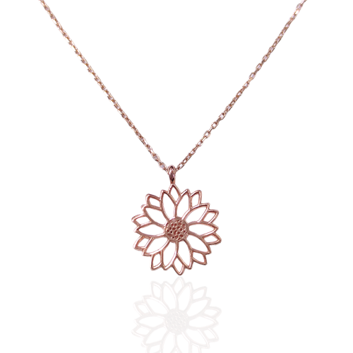 ÇİÇEK GÜMÜŞ KOLYE - ROSE BAKIR