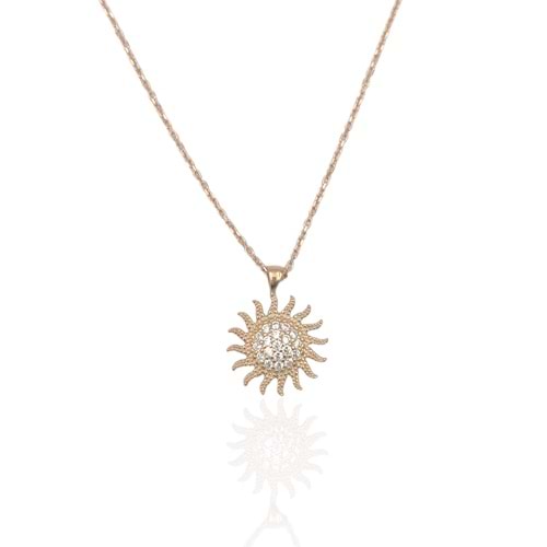 TAŞLI GÜNEŞ GÜMÜŞ KOLYE - ROSE BAKIR