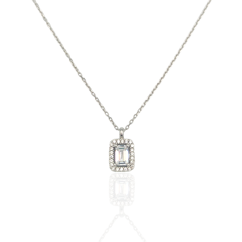 BAGET GÜMÜŞ KOLYE - RODYUM BEYAZ