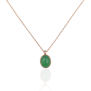 YEŞİL AKİK ZİRKON TAŞLI MİNİ OVAL GÜMÜŞ KOLYE - ROSE BAKIR