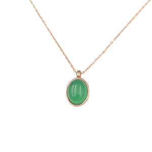 YEŞİL AKİK ZİRKON TAŞLI MİNİ OVAL GÜMÜŞ KOLYE - ROSE BAKIR