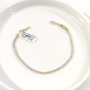 XUPING 2 MM BEYAZ TAŞLI İNCE SU YOLU BİLEKLİK - ALTIN SARI