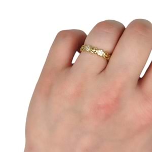 XUPING TAŞLI GÜLER YÜZ YÜZÜK GOLD - 12