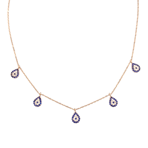 SALLANTILI DAMLA SOSYETE GÖZÜ ŞANS GÜMÜŞ KOLYE - ROSE BAKIR