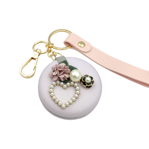 KAPAKLI AYNA İNCİ ÇİÇEK ANAHTARLIK - LİLA