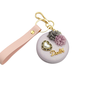 KAPAKLI AYNA İNCİ KALP ANAHTARLIK - LİLA