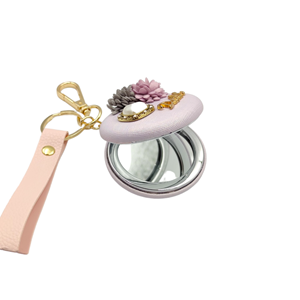 KAPAKLI AYNA İNCİ KALP ANAHTARLIK - LİLA