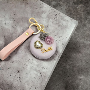 KAPAKLI AYNA İNCİ KALP ANAHTARLIK - LİLA