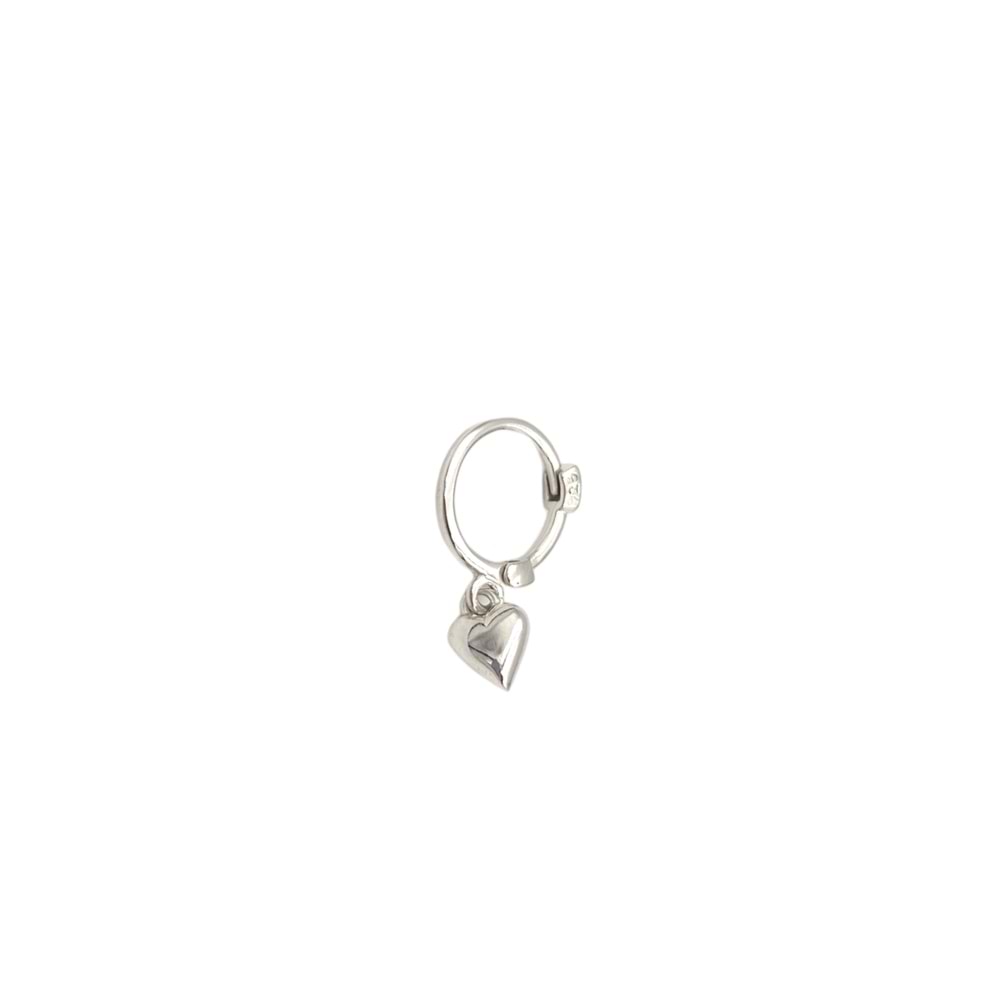 SALLANTILI KALP HALKA GÜMÜŞ TRAGUS PIERCING - RODYUM BEYAZ