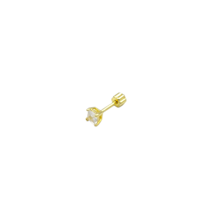 KARE TEK TAŞ GÜMÜŞ TRAGUS PIERCING - ALTIN SARI