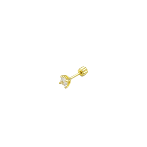 KARE TEK TAŞ GÜMÜŞ TRAGUS PIERCING - ALTIN SARI