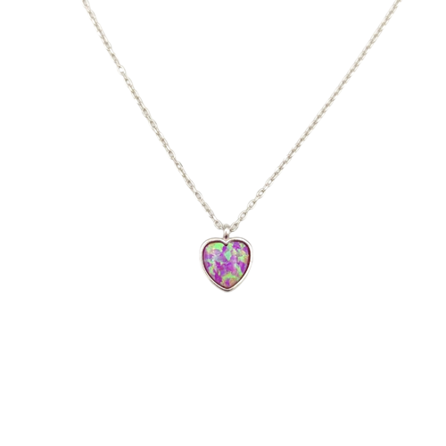 YANAR DÖNER MİNİ KALP GÜMÜŞ KOLYE - RODYUM BEYAZ