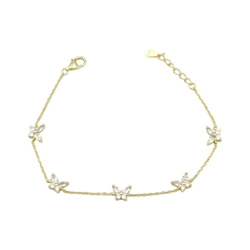 İTHAL BEŞLİ KELEBEK GÜMÜŞ BİLEKLİK - ALTIN SARI