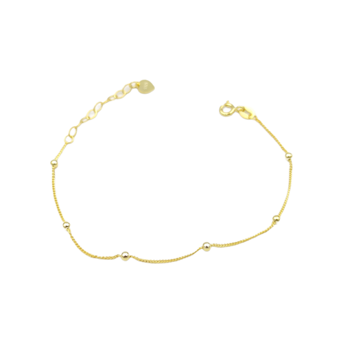 İTHAL TOP ZİNCİR GÜMÜŞ BİLEKLİK - ALTIN SARI