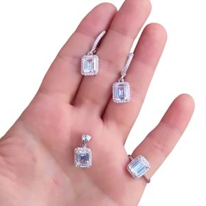 ÖZEL KESİM TAŞ BAGET GÜMÜŞ ÜÇLÜ SET - 14