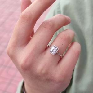 ÖZEL KESİM TAŞ MİNİ BAGET GÜMÜŞ YÜZÜK - 16