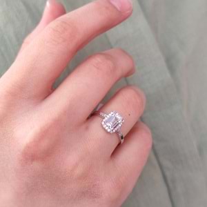 ÖZEL KESİM TAŞ MİNİ BAGET GÜMÜŞ YÜZÜK - 16