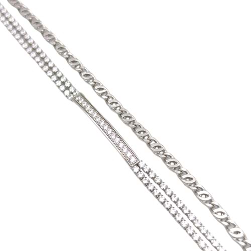 XUPING TAŞLI SU YOLU PLAKA KOMBİN BİLEKLİK - BEYAZ