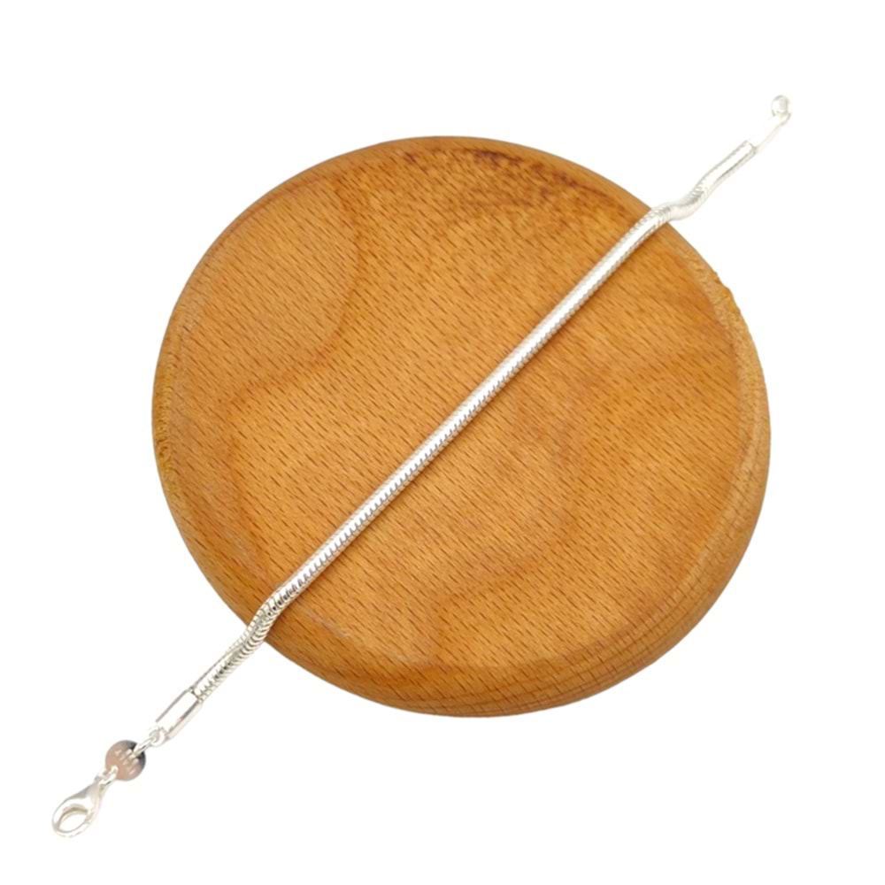 3 MM BORU GÜMÜŞ ZİNCİR BİLEKLİK - BEYAZ