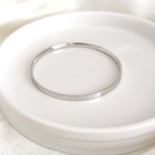 6 CM ÇELİK KALIN DÜZ AJDA BİLEZİK 1 ADET - BEYAZ