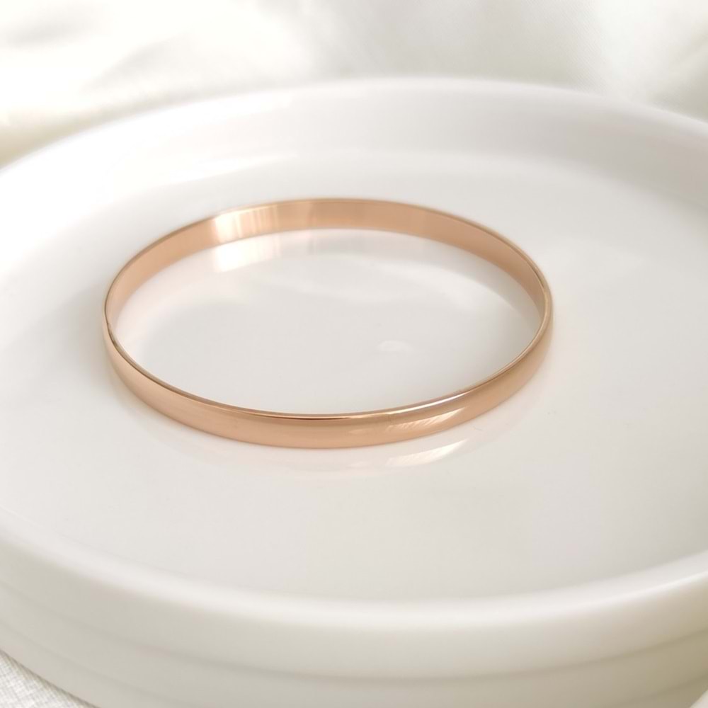 6 CM ÇELİK KALIN BOMBELİ AJDA BİLEZİK 1 ADET - ROSE BAKIR
