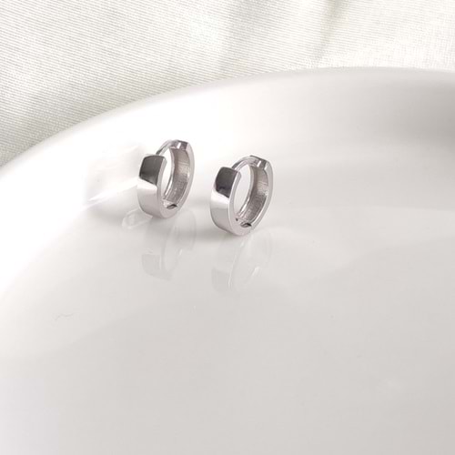 1 CM DÜZ HALKA GÜMÜŞ KÜPE - RODYUM BEYAZ