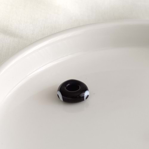 RENKLİ MURANO GÖZLÜ SİLİNDİR BONCUK 1 ADET - SİYAH