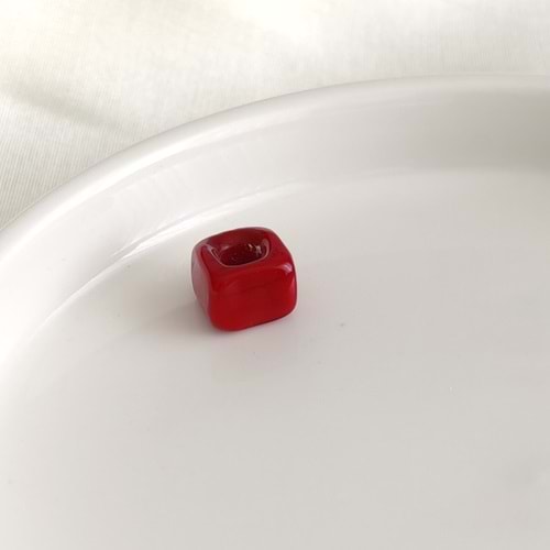 RENKLİ MURANO KARE CAM BONCUK 1 ADET - BORDO