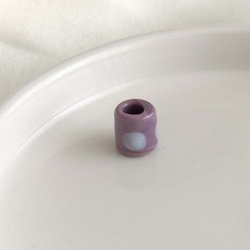 RENKLİ SİLİNDİR MURANO BENEKLİ CAM BONCUK 1 ADET - EFLATUN