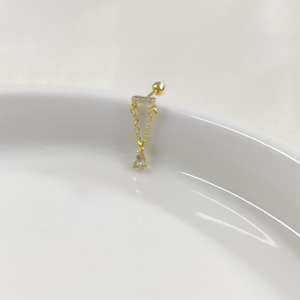 SALLANTILI MİNİ DAMLA GÜMÜŞ TRAGUS PIERCING - ALTIN SARI
