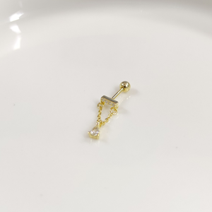 SALLANTILI MİNİ DAMLA GÜMÜŞ TRAGUS PIERCING - ALTIN SARI