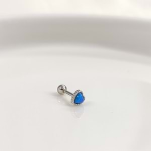 OPAL KALP GÜMÜŞ TRAGUS PIERCING - RODYUM BEYAZ