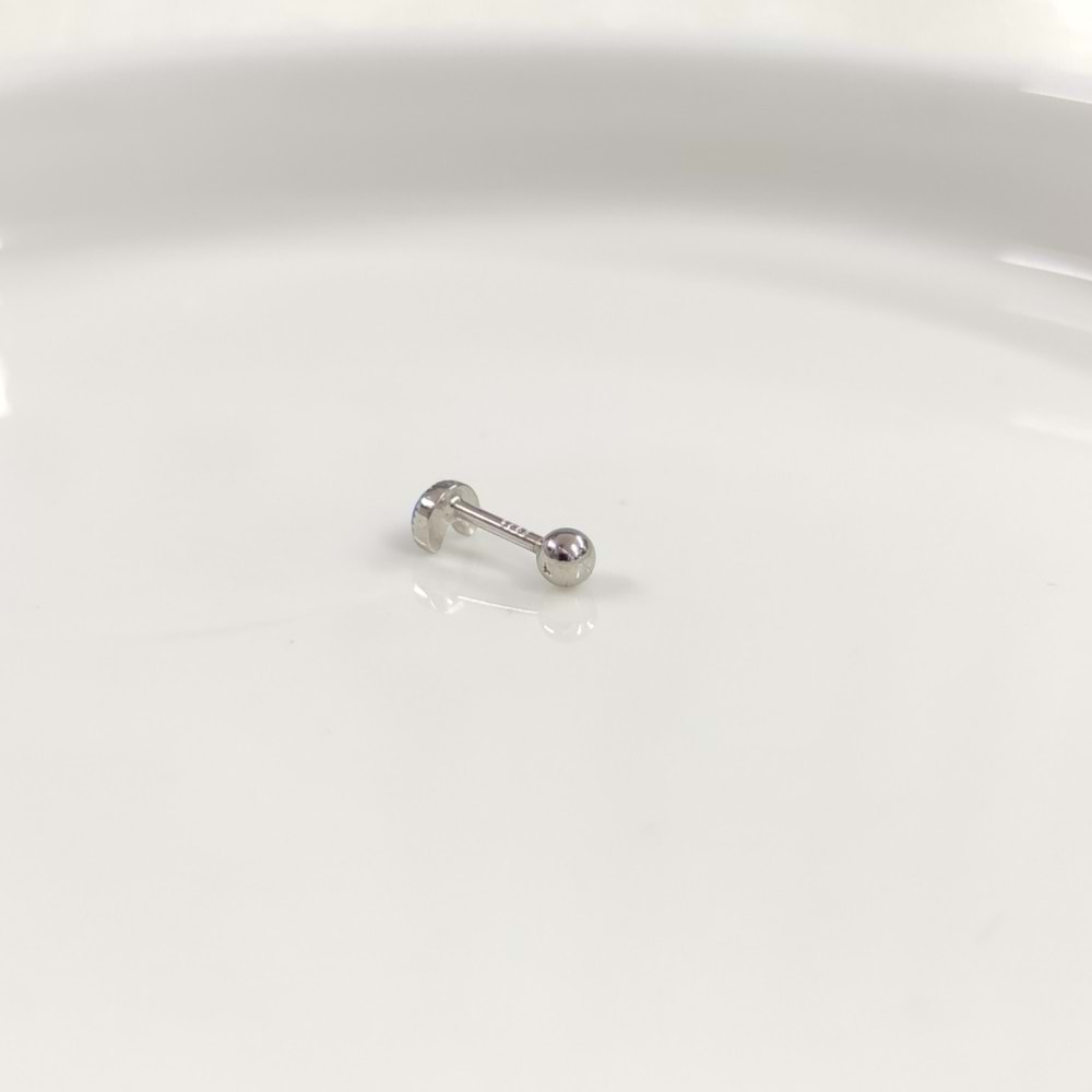 OPAL HİLAL AY GÜMÜŞ TRAGUS PIERCING - RODYUM BEYAZ