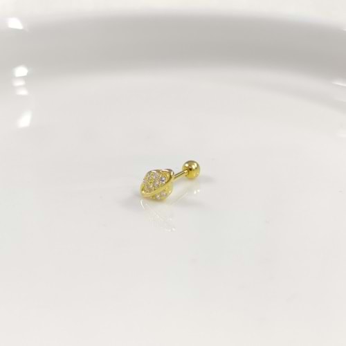 GEZEGEN SATÜRN GÜMÜŞ TRAGUS PIERCING - ALTIN SARI