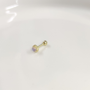 YANAR DÖNER 4 MM TEK TAŞ GÜMÜŞ TRAGUS PIERCING - ALTIN SARI
