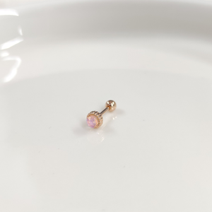 YANAR DÖNER 4 MM TEK TAŞ GÜMÜŞ TRAGUS PIERCING - ROSE BAKIR