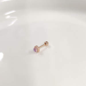 YANAR DÖNER 4 MM TEK TAŞ GÜMÜŞ TRAGUS PIERCING - ROSE BAKIR