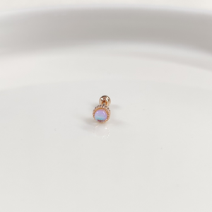 YANAR DÖNER 4 MM TEK TAŞ GÜMÜŞ TRAGUS PIERCING - ROSE BAKIR