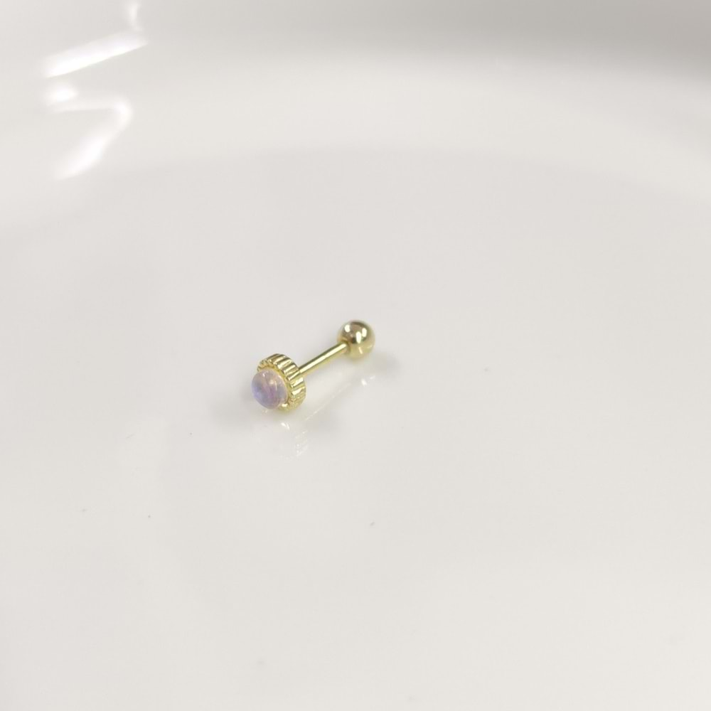 YANAR DÖNER 4 MM TEK TAŞ GÜMÜŞ TRAGUS PIERCING