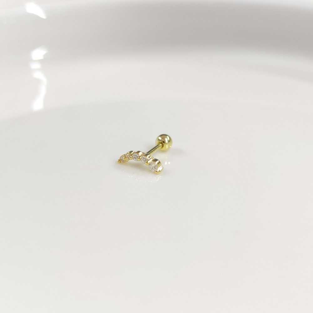 SIRALI TAŞ GÜMÜŞ TRAGUS PIERCING - ALTIN SARI