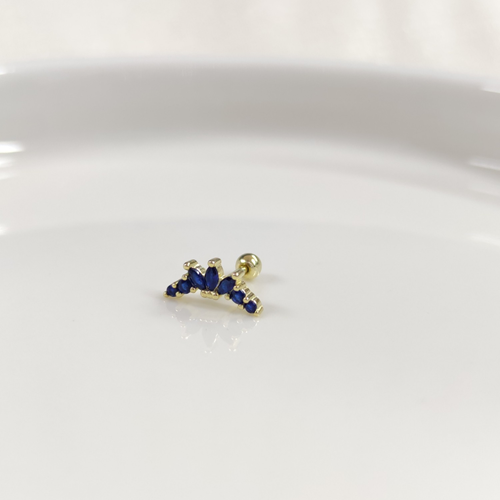 LACİ MEKİK TAŞLI TAÇ GÜMÜŞ TRAGUS PIERCING - ALTIN SARI