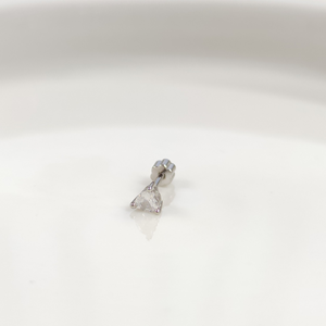 KALP TAŞLI GÜMÜŞ TRAGUS PIERCING - RODYUM BEYAZ