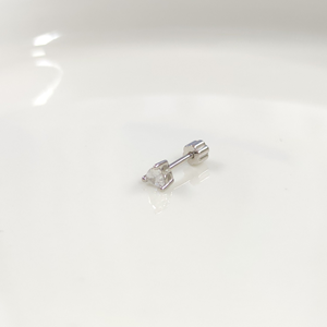 KALP TAŞLI GÜMÜŞ TRAGUS PIERCING - RODYUM BEYAZ