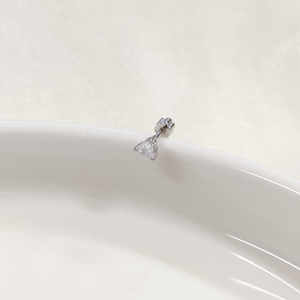 KALP TAŞLI GÜMÜŞ TRAGUS PIERCING - RODYUM BEYAZ